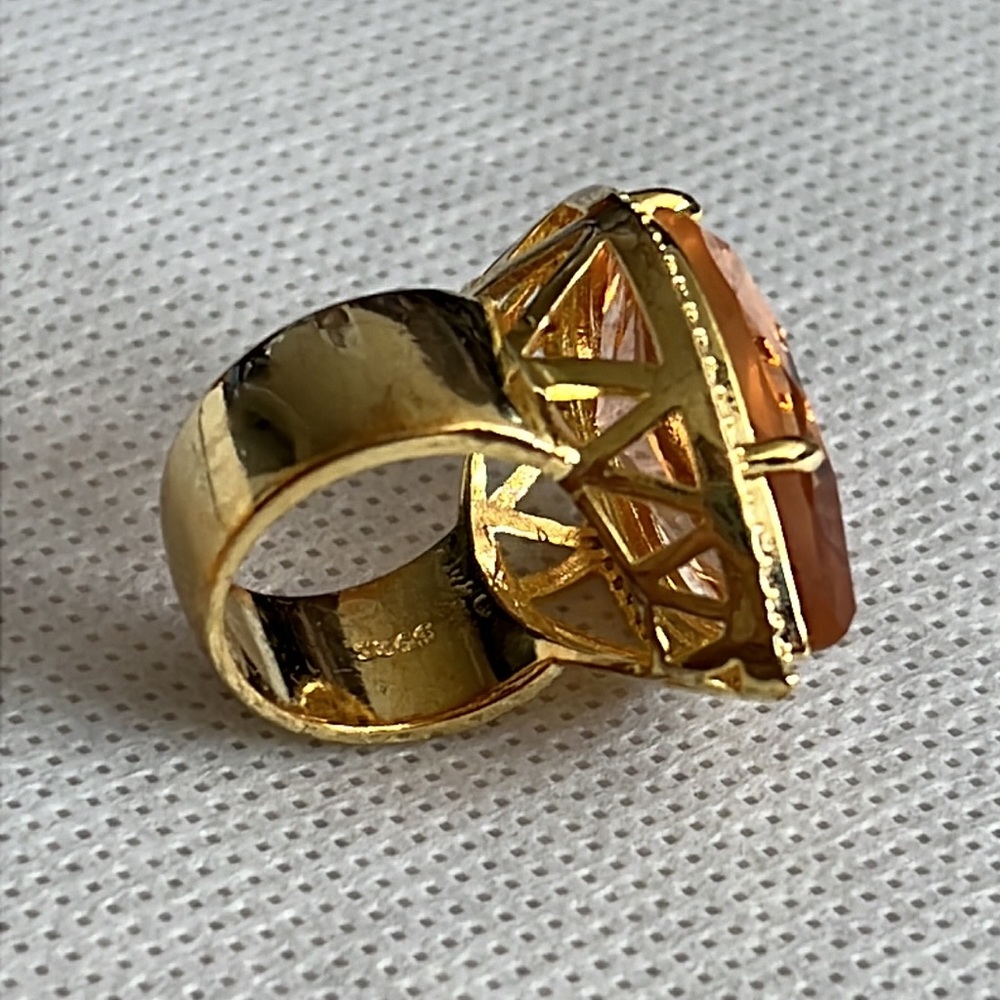 Gold Simulated Topaz Statement Ring - image 4